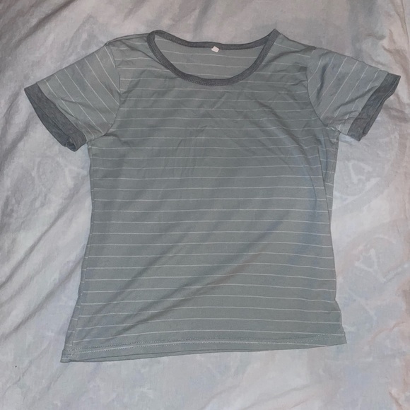 Tops - Light sage green striped t shirt